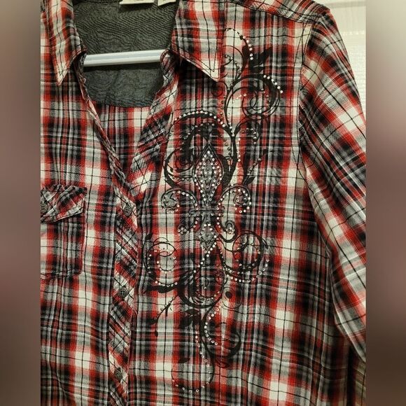 Cato plaid shirt with rhinestone studs - Picture 3 of 8